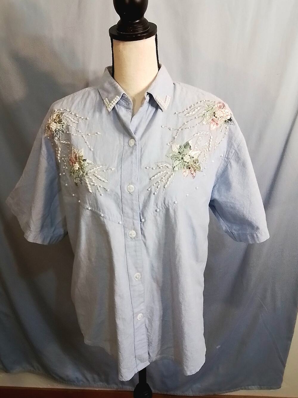 Jane Ashley light blue western cut blouse